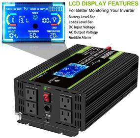 img 1 attached to 🔌 Novopal Power Inverter Pure Sine Wave - 1000W 12V DC to 110V/120V AC Converter - 4 AC Outlets, 1 USB Port, Remote Control, LCD Display