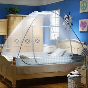 img 3 attached to CdyBox Foldable Mosquito Net Canopy Curtains for Bedroom Décor with Bed Compatibility (1.5X2.0m, Blue)