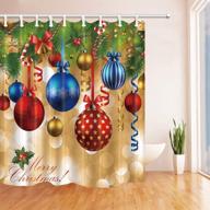 nymb colorful christmas balls & pine tree bath curtain - waterproof shower curtain for a festive new year & christmas ambiance - 69x70in logo