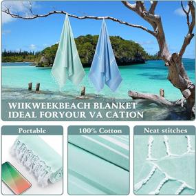img 2 attached to 🏖️ WIIKWEEK Set of 2 Turkish Beach Towels, 38”X71” 100% Cotton Lightweight, Quick Dry and Portable Fashion Towel