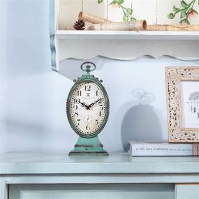 img 3 attached to Charming NIKKY HOME Vintage Table Clock - Rustic Distressed Style - Battery Operated Shabby Chic Decor for Fireplace Mantel, Shelf, Desktop - Green