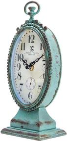 img 1 attached to Charming NIKKY HOME Vintage Table Clock - Rustic Distressed Style - Battery Operated Shabby Chic Decor for Fireplace Mantel, Shelf, Desktop - Green