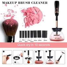 img 1 attached to 💄 Efficient Electric Makeup Brush Cleaner with 8 Rubber Collar Sizes - Clean and Dry Brushes in Seconds! Ideal Gift for Family and Girlfriend (Black)