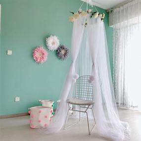 img 1 attached to 🌸 Girls' Bed Canopy with Detachable Rose Flower – Ideal for Bed, Dressing Room, Outdoor Events, Woodland Nursery Decor – Mosquito Net Included