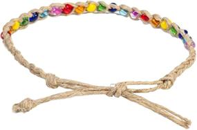 img 3 attached to 🌈 Hemp Cord Anklet Bracelet with Colorful Rainbow Beads by BlueRica