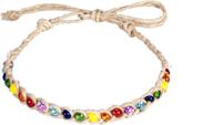 🌈 hemp cord anklet bracelet with colorful rainbow beads by bluerica logo