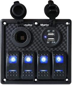 img 4 attached to ⚓️ THALASSA 4 Gang Rocker Switch Panel: Waterproof, Blue LED Indicator, 15A Fuse, Dual USB Charger - Ideal for Marine Boat Car RV Truck