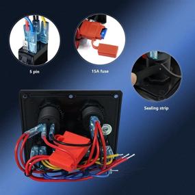 img 1 attached to ⚓️ THALASSA 4 Gang Rocker Switch Panel: Waterproof, Blue LED Indicator, 15A Fuse, Dual USB Charger - Ideal for Marine Boat Car RV Truck