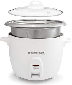 img 4 attached to Elite Gourmet Stainless Steel Inner Pot Electric Rice Cooker - Makes Soups, Stews, 🍚 Grains, Cereals - Keep Warm Feature - 10 cups cooked (5 Cups uncooked) - White