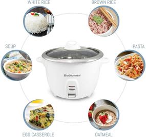 img 1 attached to Elite Gourmet Stainless Steel Inner Pot Electric Rice Cooker - Makes Soups, Stews, 🍚 Grains, Cereals - Keep Warm Feature - 10 cups cooked (5 Cups uncooked) - White