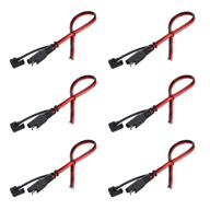 automotive battery quick disconnect pigtail wire harness with dust cap - sae connector dc power extension cable (16 awg), 6 pcs, 1.2 foot length logo
