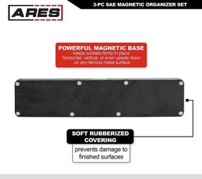 img 2 attached to 🔴 ARES 60035-3-Piece Set of SAE Magnetic Socket Organizers in Red - Includes Socket Holders for 1/4 in, 3/8 in, and 1/2 in - Holds 68 Standard (Shallow) and Deep Sockets - Also Offered in Green