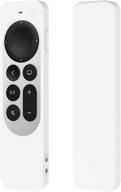 seltureone 2021 apple tv 4k siri remote cover - silicone protective case sleeve for 2021 apple tv hd siri remote (2nd generation) - shock absorption washable - white logo