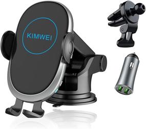 img 4 attached to 🚗 KIMWEI Wireless Car Charger: Fast Qi Charging Auto Clamping Mount Compatible with iPhone, LG, Samsung - Windshield Dashboard or Air Vent Phone Holder!