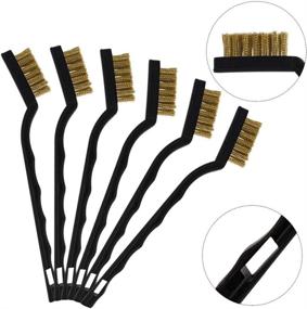 img 1 attached to 🔧 Premium Topbuti 15 Pcs Mini Brass Wire Brush Set - Excellent for Welding Slag Rust & Cleaning, Wire Bristle Scratch Brush Set with Curved Handles (Brass)