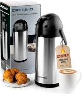 ☕️ cresimo 101 oz thermal coffee dispenser - insulated coffee airpot with coffee air pump - 12 hour heat retention/24 hour cold retention- stainless steel coffee carafe for hot & cold water and coffee logo