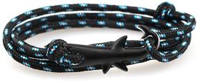 img 1 attached to 🍬 CandyBrowser Happiness Jewelry Nylon Rope Sailing Vikings Wrap Bracelet, Black Nautical Shark Alloy Clasp, 30 Inches - Black/Black