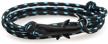 🍬 candybrowser happiness jewelry nylon rope sailing vikings wrap bracelet, black nautical shark alloy clasp, 30 inches - black/black logo