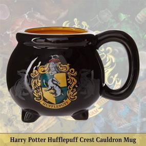 img 3 attached to 🏴 20 oz Silver Buffalo Harry Potter Hufflepuff House Crest Ceramic 3D Sculpted Cauldron Mug