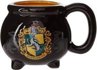 🏴 20 oz silver buffalo harry potter hufflepuff house crest ceramic 3d sculpted cauldron mug logo