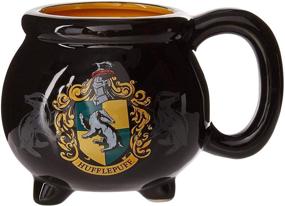 img 4 attached to 🏴 20 oz Silver Buffalo Harry Potter Hufflepuff House Crest Ceramic 3D Sculpted Cauldron Mug