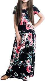 img 4 attached to Stylish Floral Maxi Dress with Pockets for Girls' Casual Summer Looks