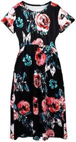 img 3 attached to Stylish Floral Maxi Dress with Pockets for Girls' Casual Summer Looks