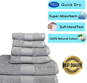 img 1 attached to 🛀 Lantrix Soft Organic Cotton Towel Set - 6 Piece (Gray)