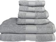 🛀 lantrix soft organic cotton towel set - 6 piece (gray) logo