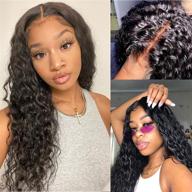 ultimate style and quality: water wave human hair wig brazilian t part curly lace front wig (16 inch) logo