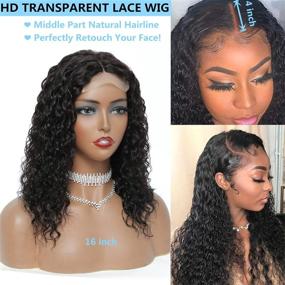 img 3 attached to Ultimate Style and Quality: Water Wave Human Hair Wig Brazilian T Part Curly Lace Front Wig (16 inch)