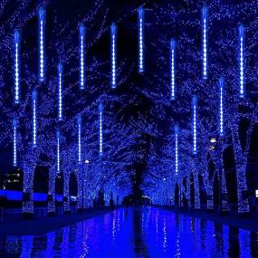 img 3 attached to Magical Blue Meteor Shower Christmas Lights: 2-Pack Extendable, 384 LEDs for Outdoor Christmas Decorations & Holiday Ambiance