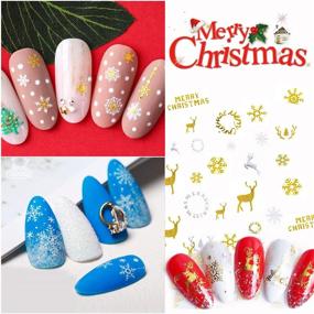 img 2 attached to Joyful Holiday Nail Art: 16 Gold & Silver Christmas 🎄 Nail Stickers – Snowflakes, Trees, and Elk Designs for Festive Nail Decorations