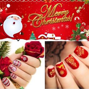 img 3 attached to Joyful Holiday Nail Art: 16 Gold & Silver Christmas 🎄 Nail Stickers – Snowflakes, Trees, and Elk Designs for Festive Nail Decorations