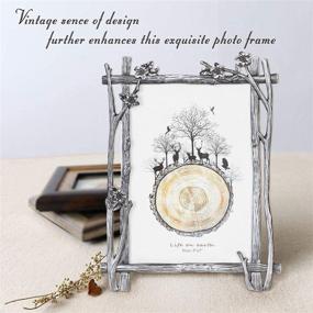 img 3 attached to 🖼️ Waterproof HD Clear Glass Vintage Style 5x7 Picture Frame - Ideal for Living Room or Farmhouse Decoration, Display on Tabletop and Wall Collage - Silver-Grey Metal Frame, 5 x 7 Size