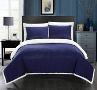 🛏️ chic home sb4805-an twin navy ultra plush micro mink sherpa textured blanket and shams set: luxurious comfort and style logo