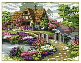 img 1 attached to 🌸 Yontree DIY Handmade Countryside Flower Stamped Cross Stitch Kit: Exquisite Embroidery for Home Decor
