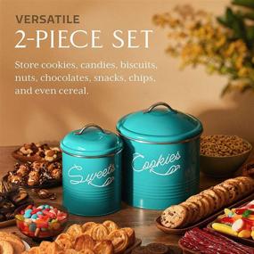 img 2 attached to 🍭 Farmhouse Kitchen Candy and Cookie Jars Set - Stylish Storage Containers for Your Favorite Treats - Large and Medium Canisters with Lids - Airtight Jars for Kitchen Countertop by Nirgals