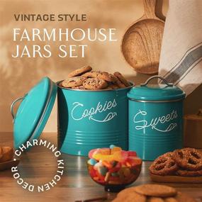 img 3 attached to 🍭 Farmhouse Kitchen Candy and Cookie Jars Set - Stylish Storage Containers for Your Favorite Treats - Large and Medium Canisters with Lids - Airtight Jars for Kitchen Countertop by Nirgals