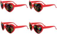 awaqi 4 packs heart effect diffraction glasses special effect light heart shape diffraction glasses for outdoor music party/bar/fireworks displays/holiday lights/club/concert lights (red) logo