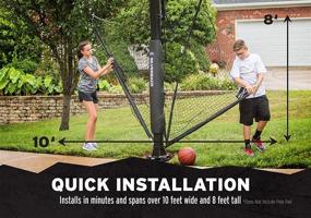 img 1 attached to Large Silverback Basketball Yard Guard Defensive Net System 🏀 Rebounder: Foldable Net and Arms Integrated Into Pole - White/Black