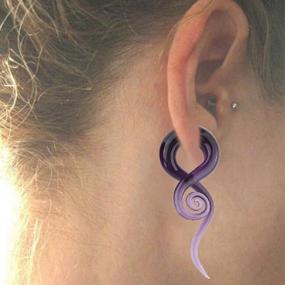 img 1 attached to 🔮 2-Pack Purple Glass Spiral Taper Plugs Gauges - Stretching Body Piercings Jewelry for Earlobe Expander, Hanger Tunnels