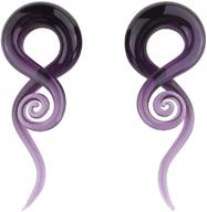 🔮 2-pack purple glass spiral taper plugs gauges - stretching body piercings jewelry for earlobe expander, hanger tunnels logo