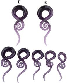 img 2 attached to 🔮 2-Pack Purple Glass Spiral Taper Plugs Gauges - Stretching Body Piercings Jewelry for Earlobe Expander, Hanger Tunnels