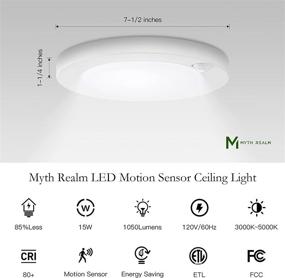 img 1 attached to 💡 Myth Realm LED Flush Mount Ceiling Light Fixture with Motion Sensor - 7", 3CCT 3000/4000/5000K, Waterproof, Opaque Shade, Plastic Frame - Ideal for Room, Hallway, Garage, and Basement