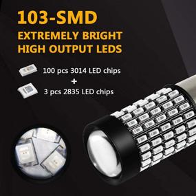 img 3 attached to Phinlion 1156 LED Red Brake Stop Light Bulbs 2800 Lumens Super Bright 3014 103-SMD BA15S 1003 1156 7506 LED Bulb With Projector For Turn Signal Brake Tail Lights