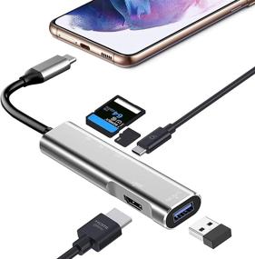 img 4 attached to 🔌 USB C to HDMI Multiport Adapter for iPad Pro 2021/2020/12.9/11, Samsung DeX, Galaxy S21/S20/S20 FE/Note20/TabS7, USB C HUB with 4K HDMI, USB 3.0, USB-C Charging, SD/TF Card Reader