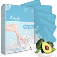 🦶 foot mask-5 pack for silky soft skin, natural exfoliating foot care treatment to repair cracked heels, callus removal, and dead skin cell peeling, ideal for men and women (milk & avocado) logo