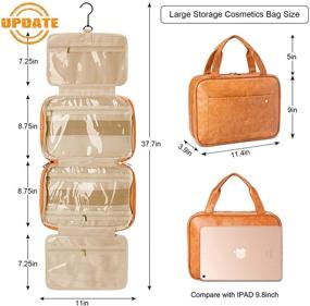 img 3 attached to 👜 Women's Waterproof PU Leather Travel Toiletry Bag - Hanging Hook, Makeup Organizer & Cosmetic Bag for Travel Accessories