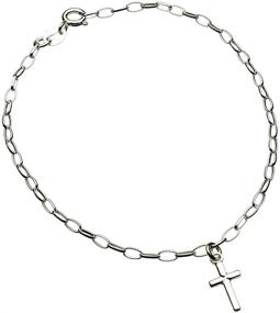 img 2 attached to 💫 Sterling Silver Cross Charm Bracelet Anklet from Italy, 11" - Stylish and Divine Accessory!